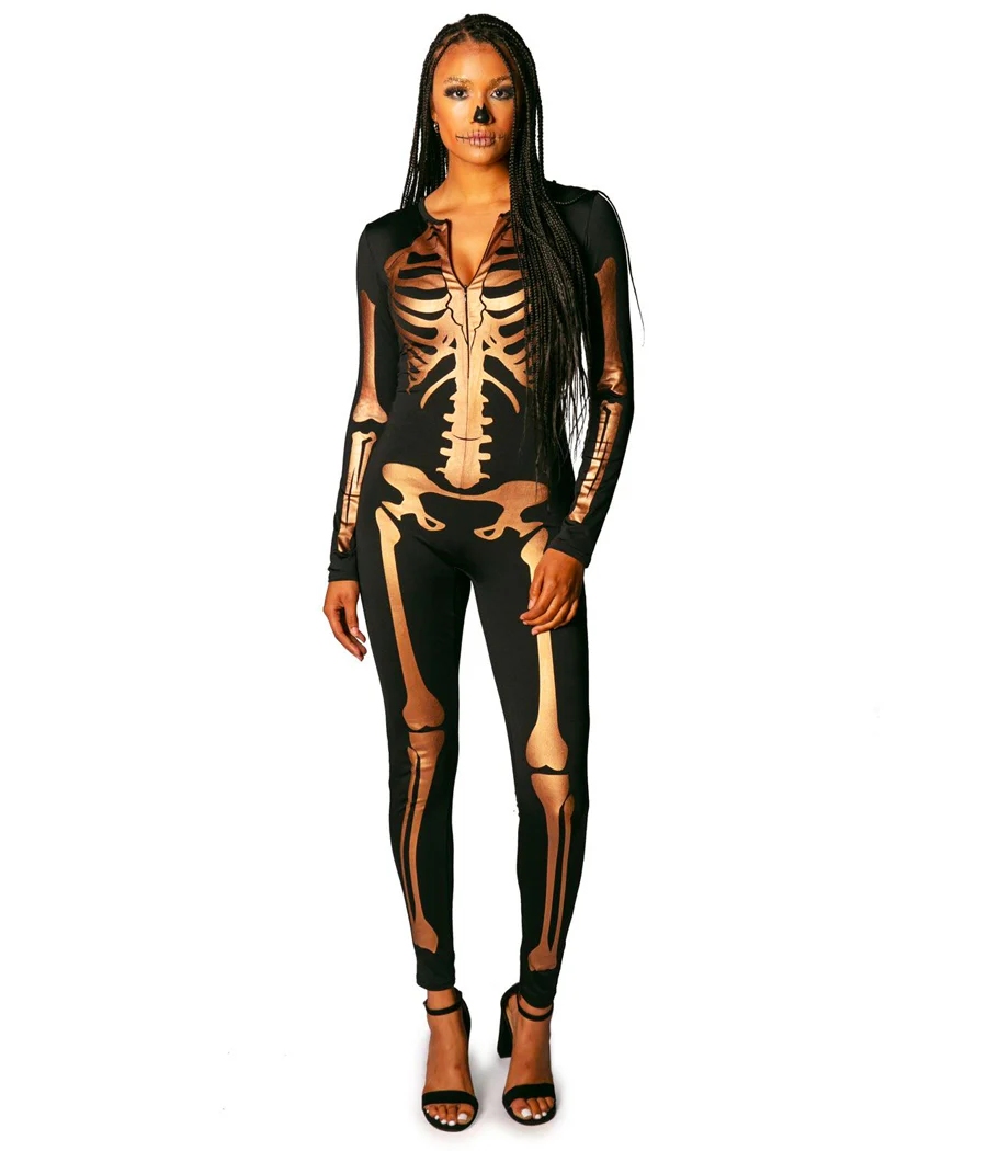 Gold Skeleton Bodysuit Costume - Image 2