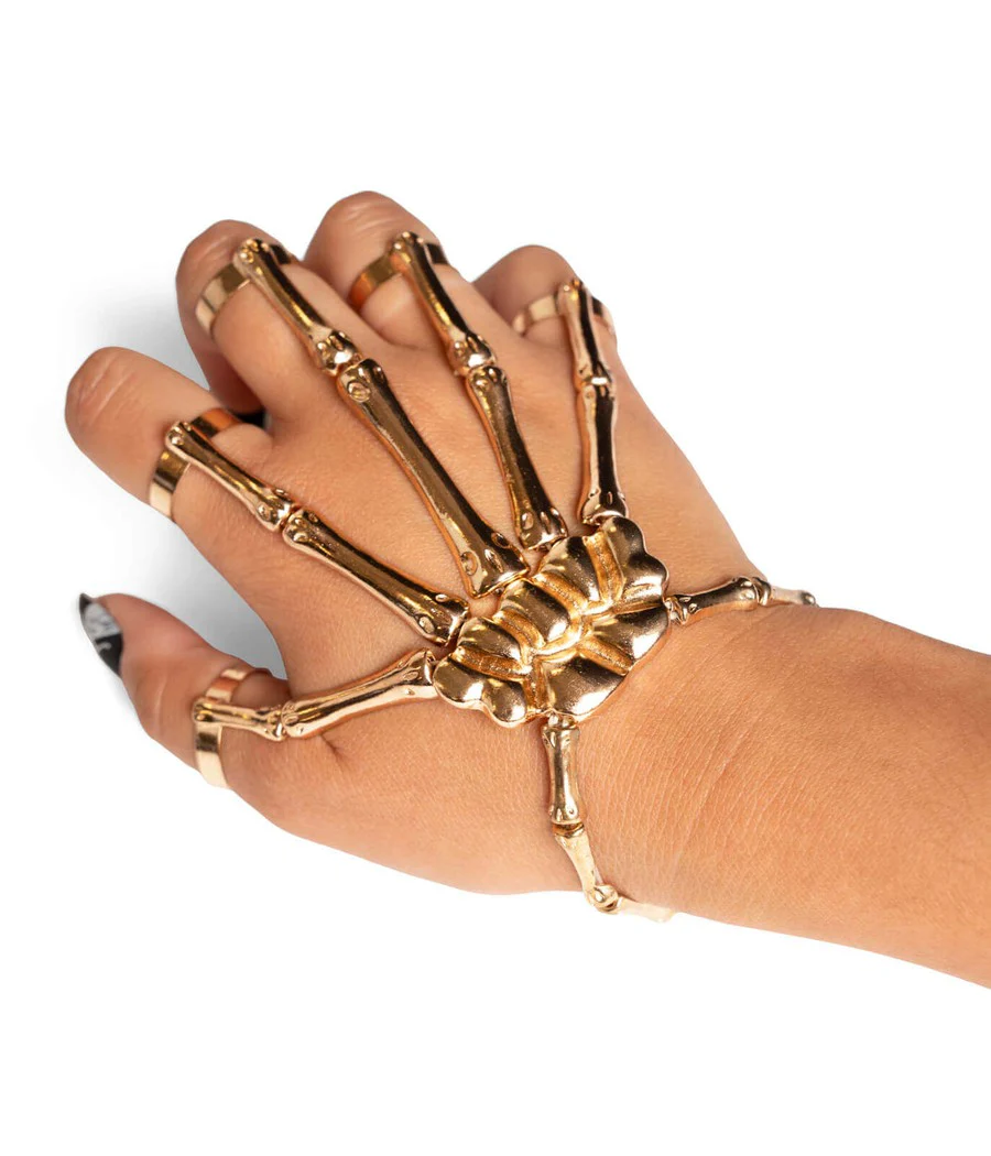 Gold Skeleton Finger Bracelet - Image 4