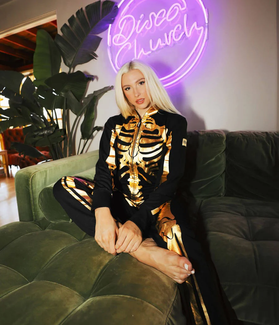 Women's Gold Skeleton Costume - Image 4