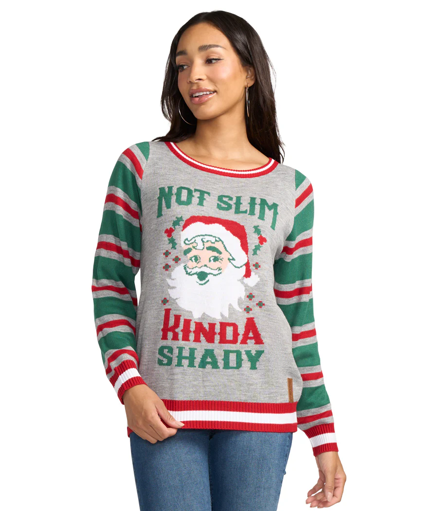 Women's Not Slim, Kinda Shady Ugly Christmas Sweater - Image 4