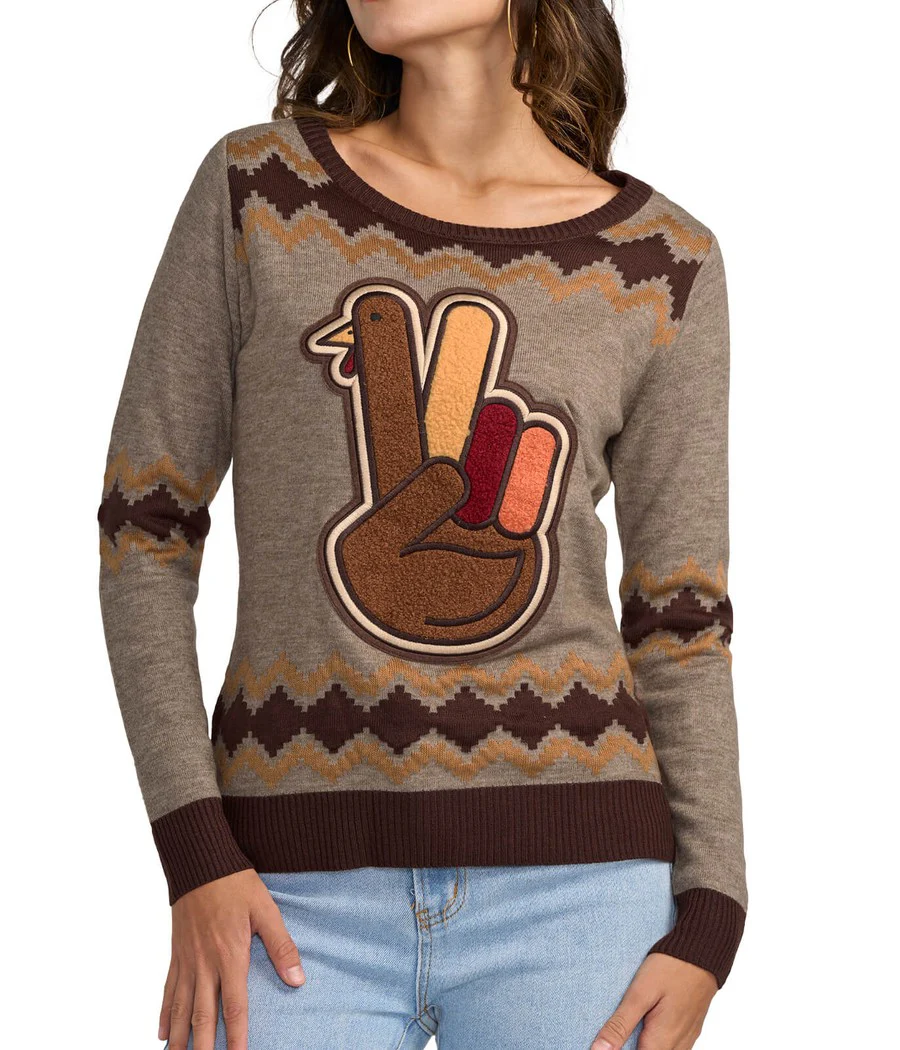 Women's Peace Turkey Sweater - Image 3