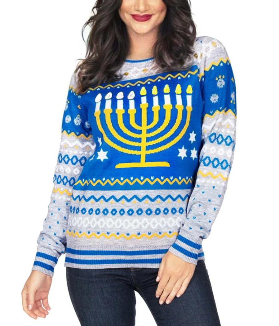 Women's Reversible Sequin Hanukkah Sweater - Image 2