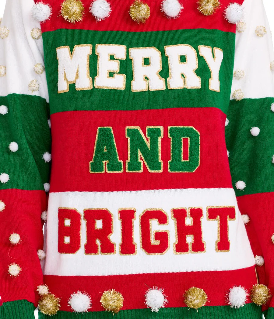Women's Merry and Bright Turtleneck Christmas Sweater - Image 3