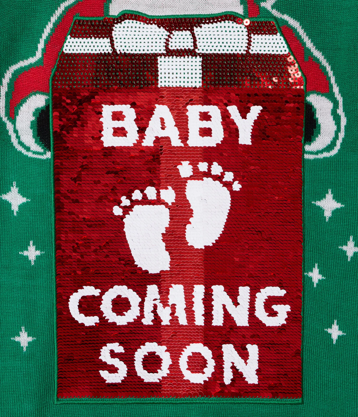Women's Big Reveal Reversible Sequin Maternity Christmas Sweater - Image 5