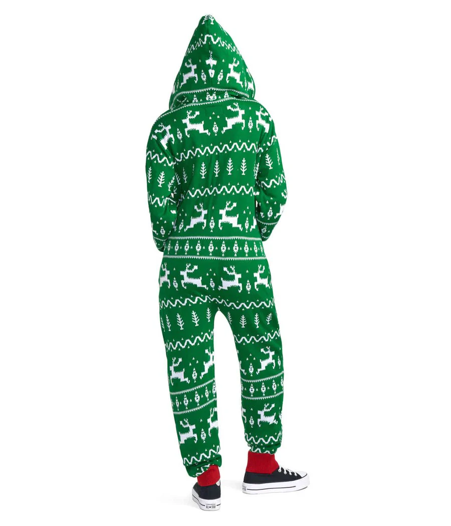 Women's Green Fair Isle Knit Jumpsuit - Image 2