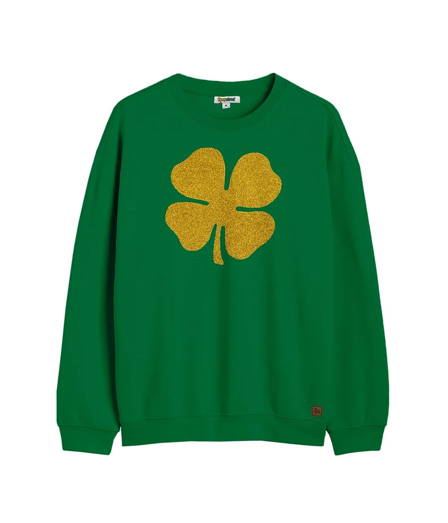 Women's Glitter Clover Crewneck Sweatshirt