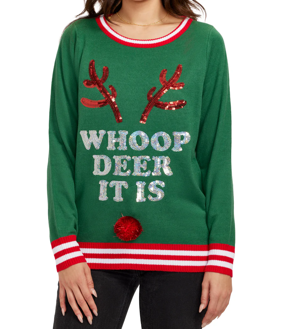 Women's Whoop Deer It Is Ugly Christmas Sweater - Image 3