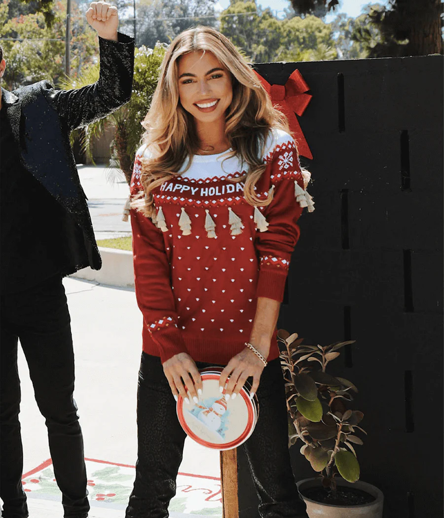 Women's Happy Holidays Tassel Ugly Christmas Sweater - Image 4