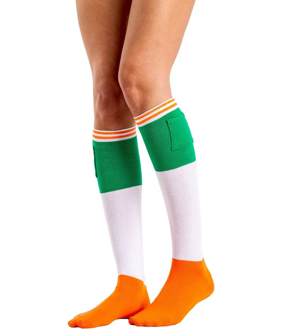 Women's Irish Flag Shot Socks with Pockets (Fits Sizes 6-11W) - Image 2