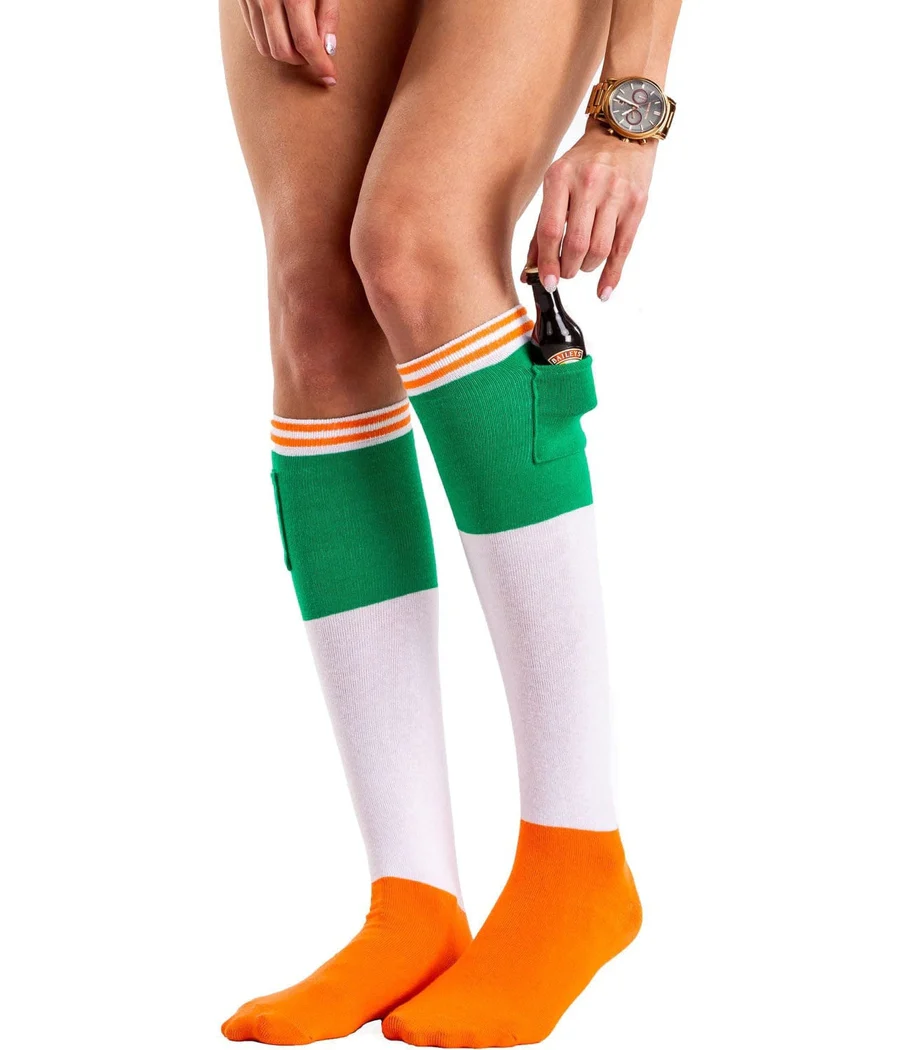 Women's Irish Flag Shot Socks with Pockets (Fits Sizes 6-11W) - Image 3