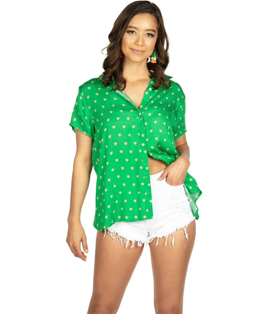Women's Irish Heart Button Down Shirt - Image 2