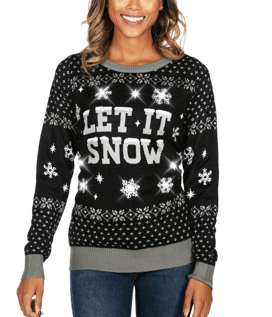 Women's Let it Snow Light Up Ugly Christmas Sweater - Image 3