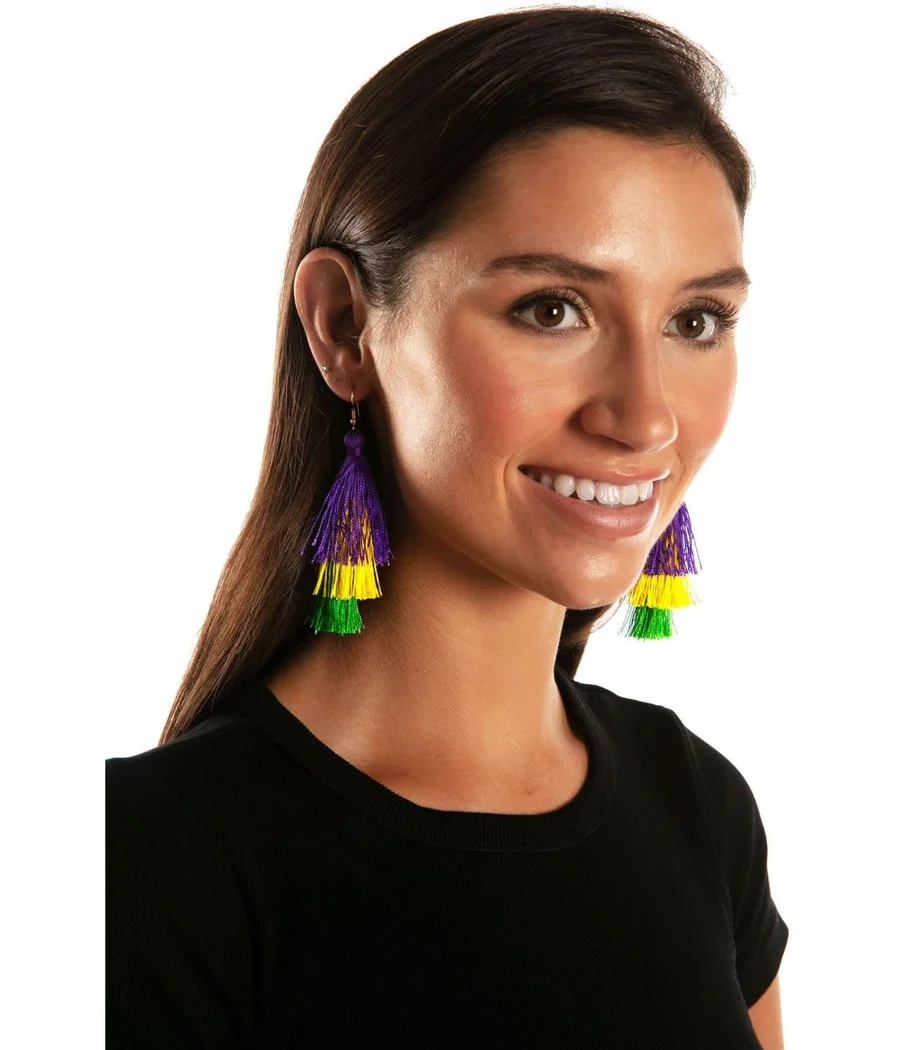 Women's Mardi Gras Tassel Earrings - Image 3