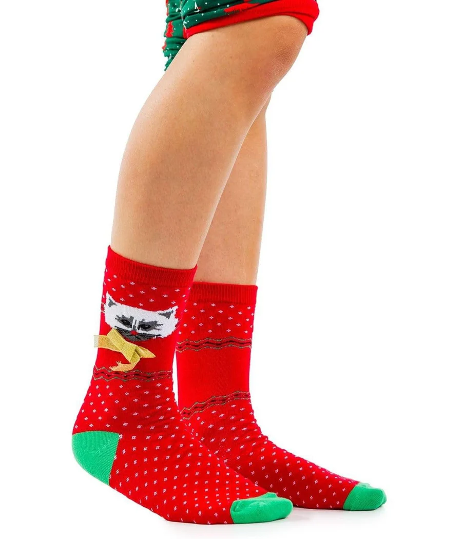 Women's Meowy X-mas Socks (Fits Sizes 6-11W) - Image 2