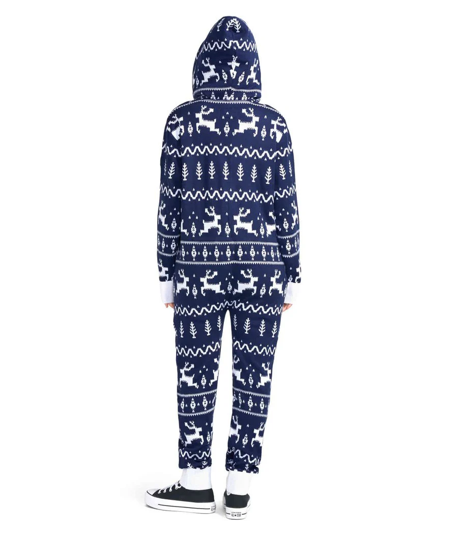 Women's Navy Fair Isle Knit Jumpsuit - Image 2