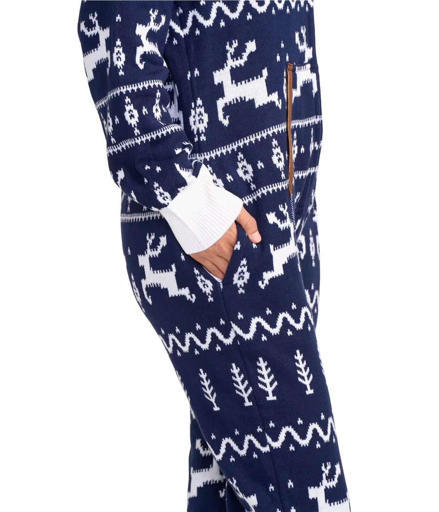Women's Navy Fair Isle Knit Jumpsuit - Image 4