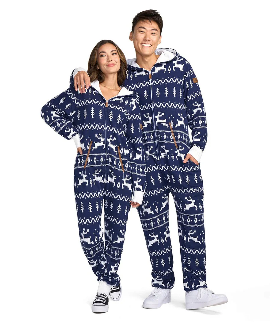 Women's Navy Fair Isle Knit Jumpsuit - Image 5