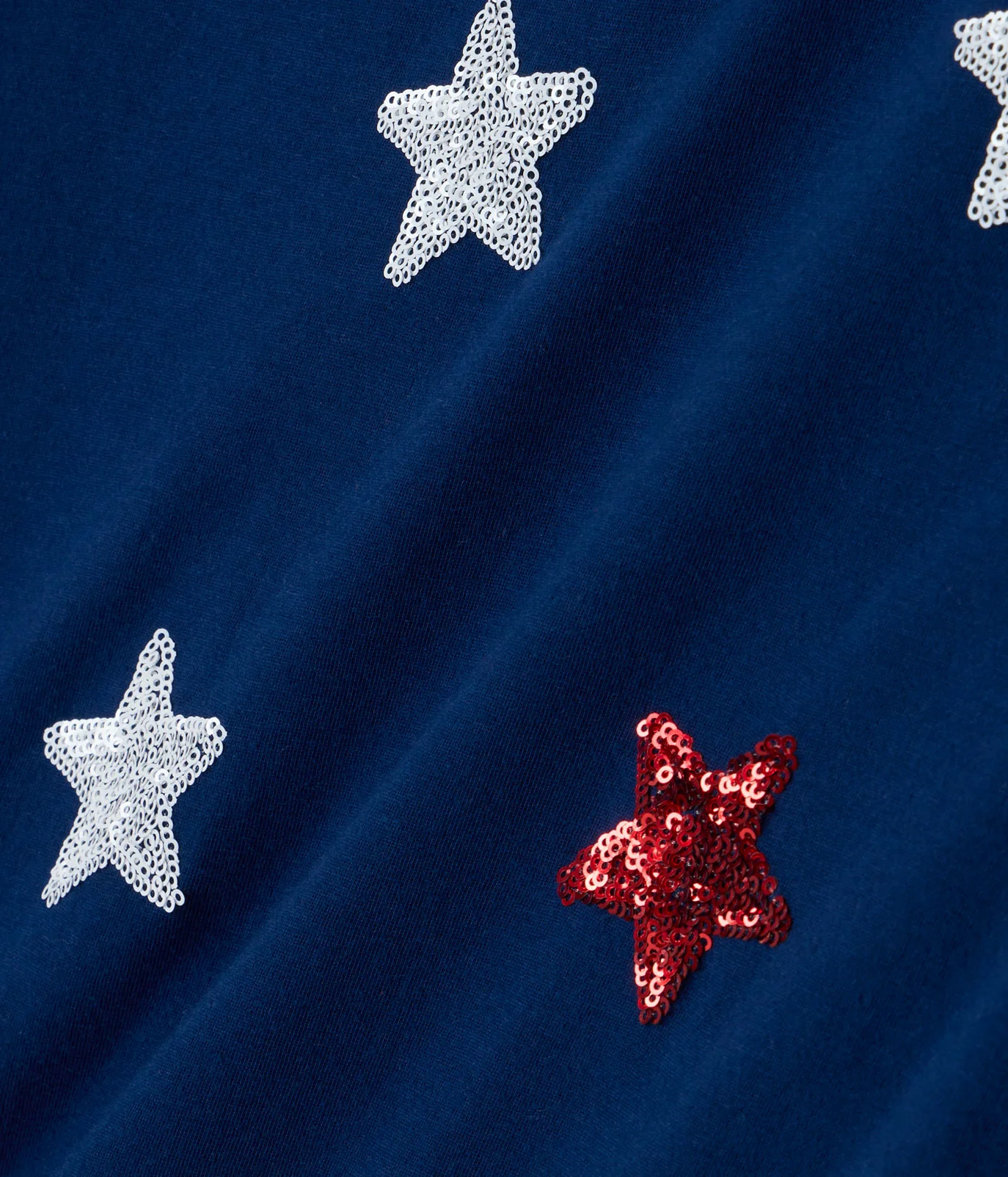 Women's Navy Stars of Summer Sequin Cropped Tee - Image 4