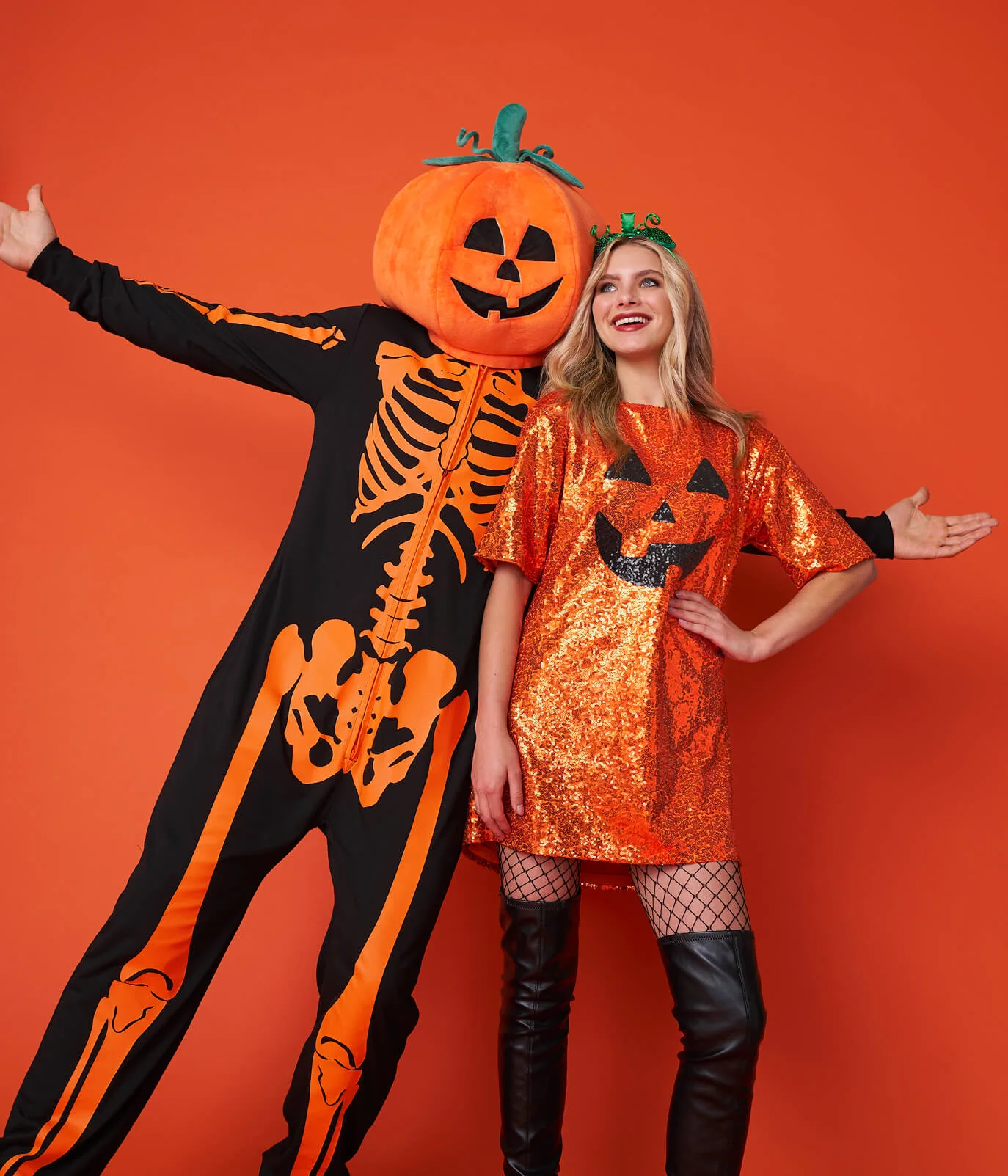 Men's Pumpkin Head Skeleton Costume - Image 7
