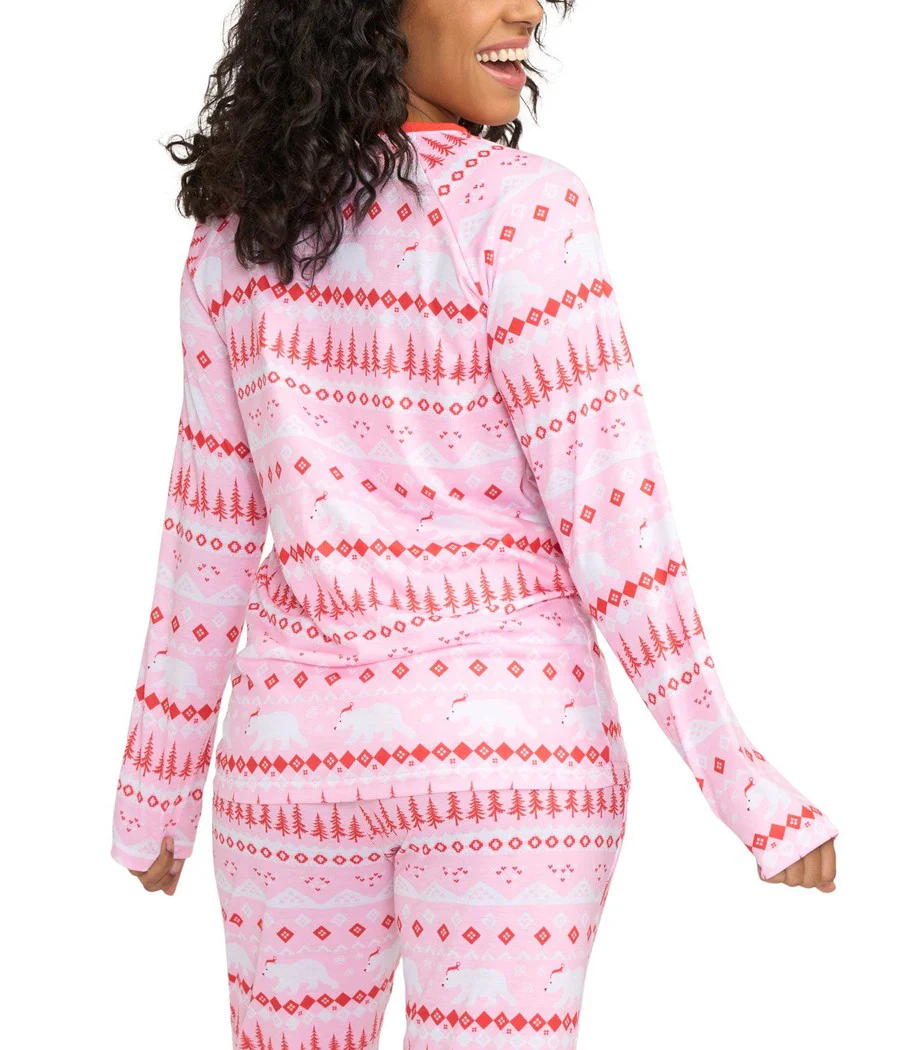 Women's Pink Polar Party Crew Neck Pajama Set - Image 2