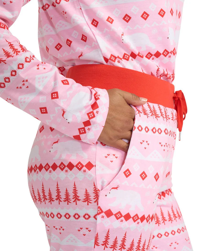 Women's Pink Polar Party Crew Neck Pajama Set - Image 4