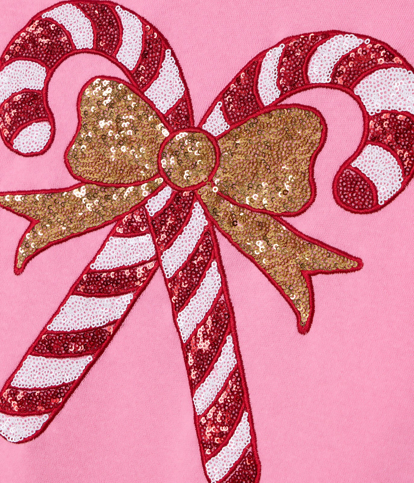 Women's Pink Sequin Candy Cane Sweatshirt - Image 4