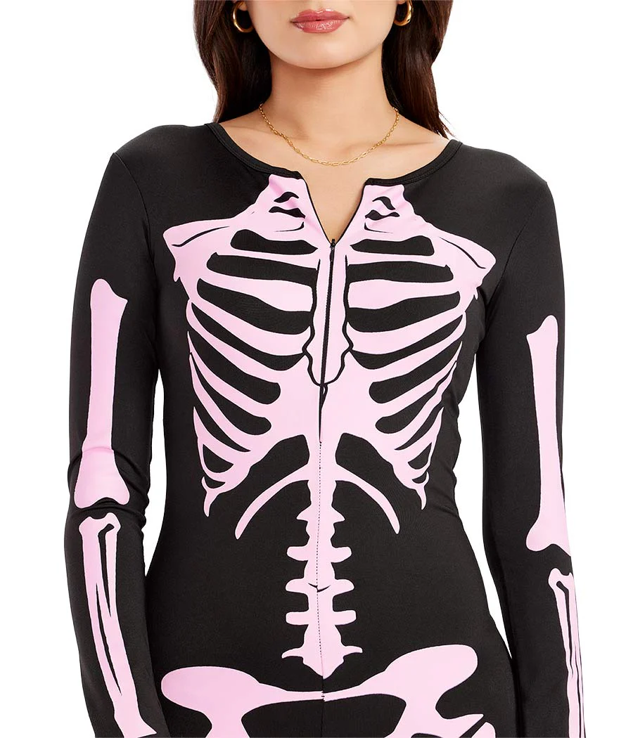 Pink Skeleton Bodysuit Costume - Image 4