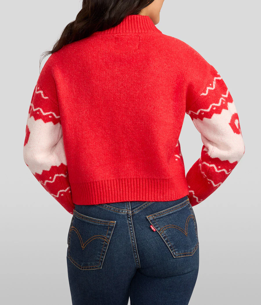 Women's Cozy Knit Bow Cropped Christmas Sweater - Image 3