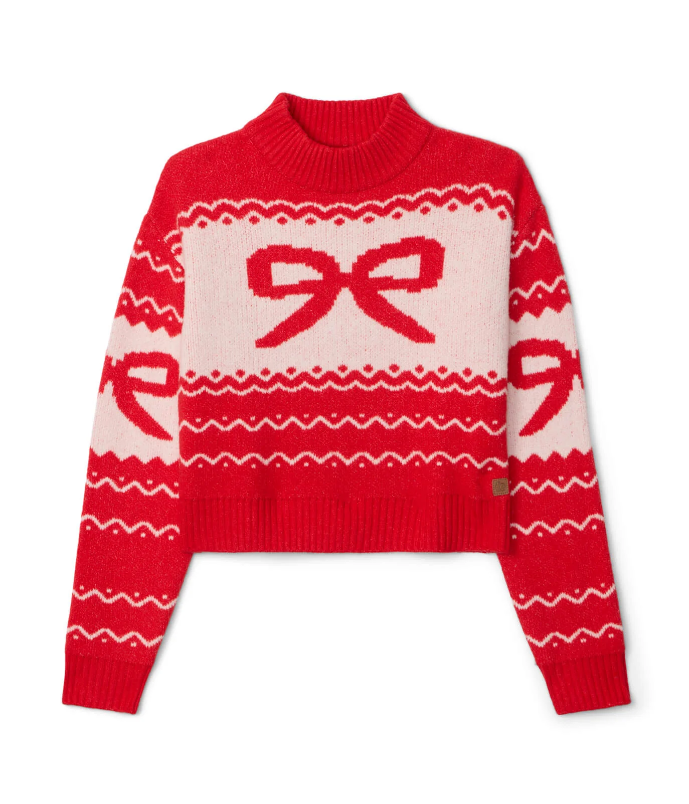 Women's Cozy Knit Bow Cropped Christmas Sweater - Image 4
