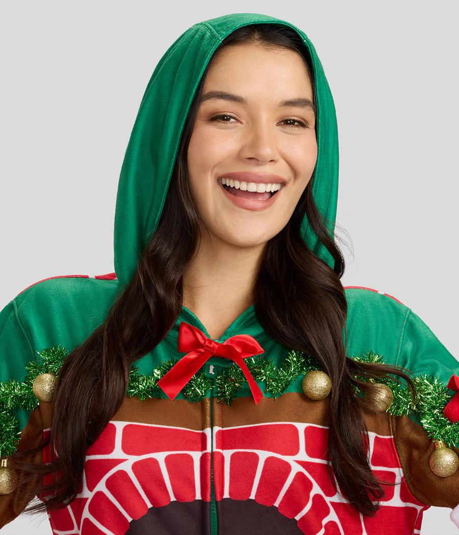 Women's Festive Fireplace Light Up Jumpsuit - Image 4