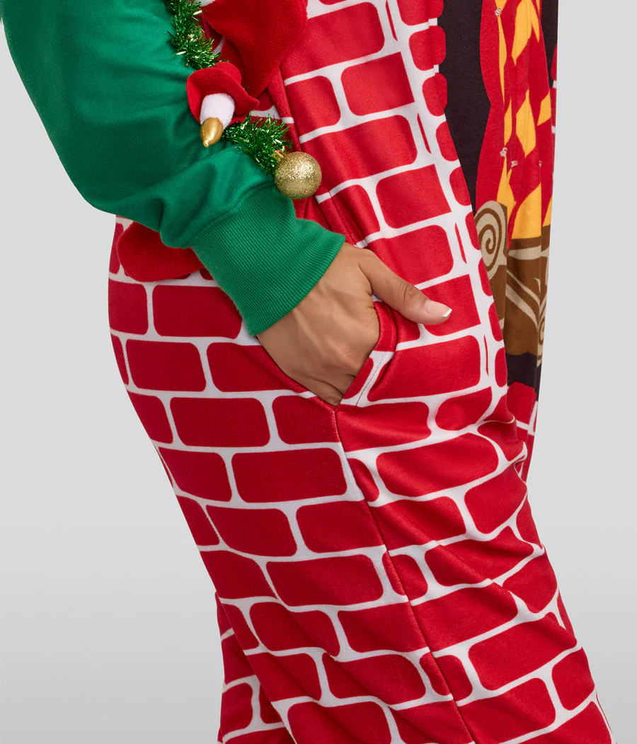 Women's Festive Fireplace Light Up Jumpsuit - Image 5