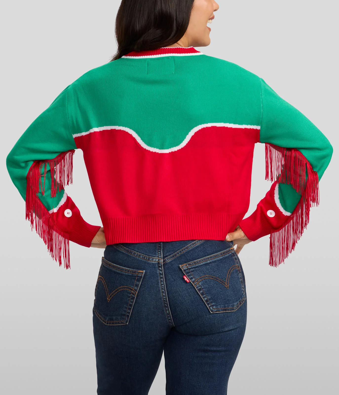 Women's Christmas Cowgirl Cropped Cardigan Sweater - Image 3