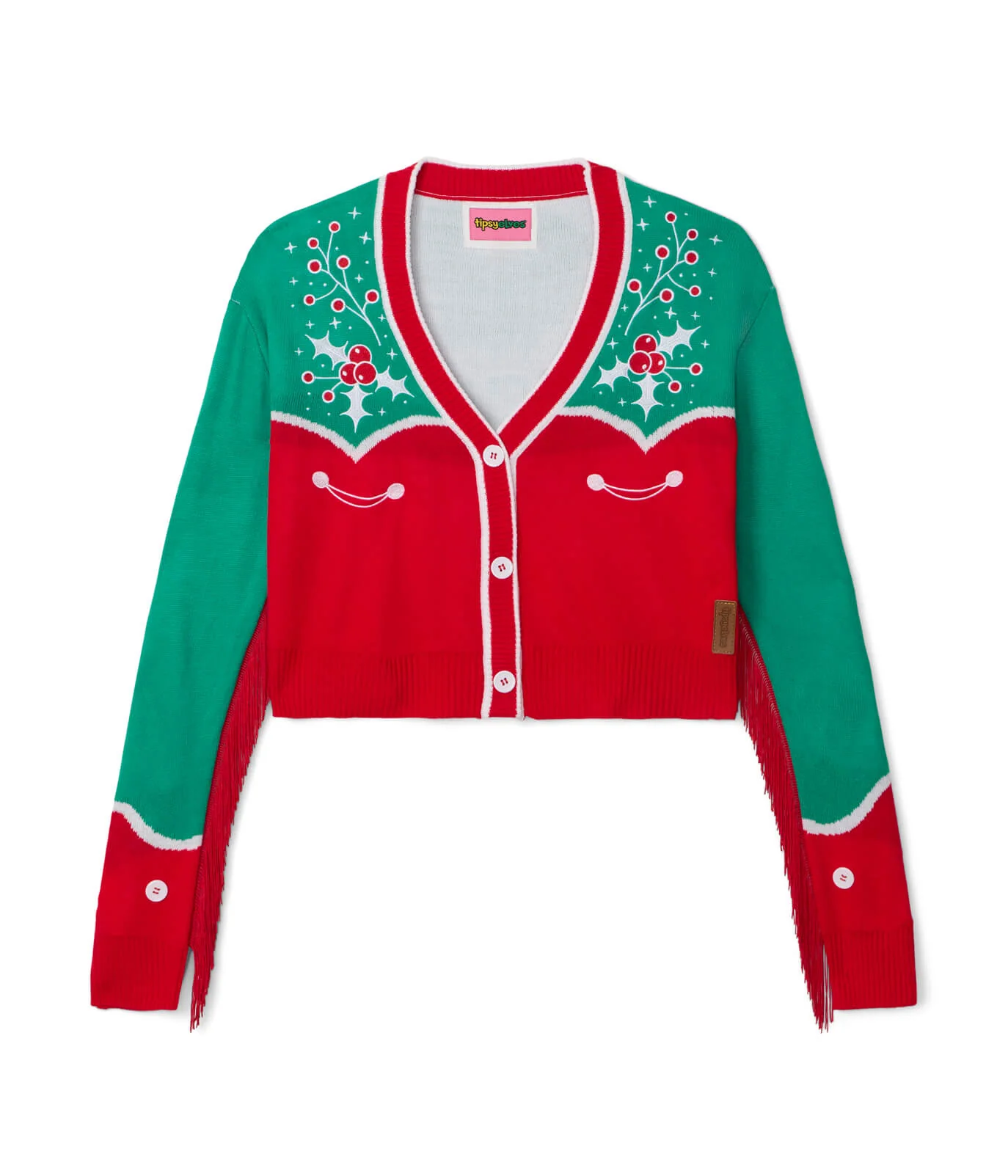 Women's Christmas Cowgirl Cropped Cardigan Sweater - Image 7
