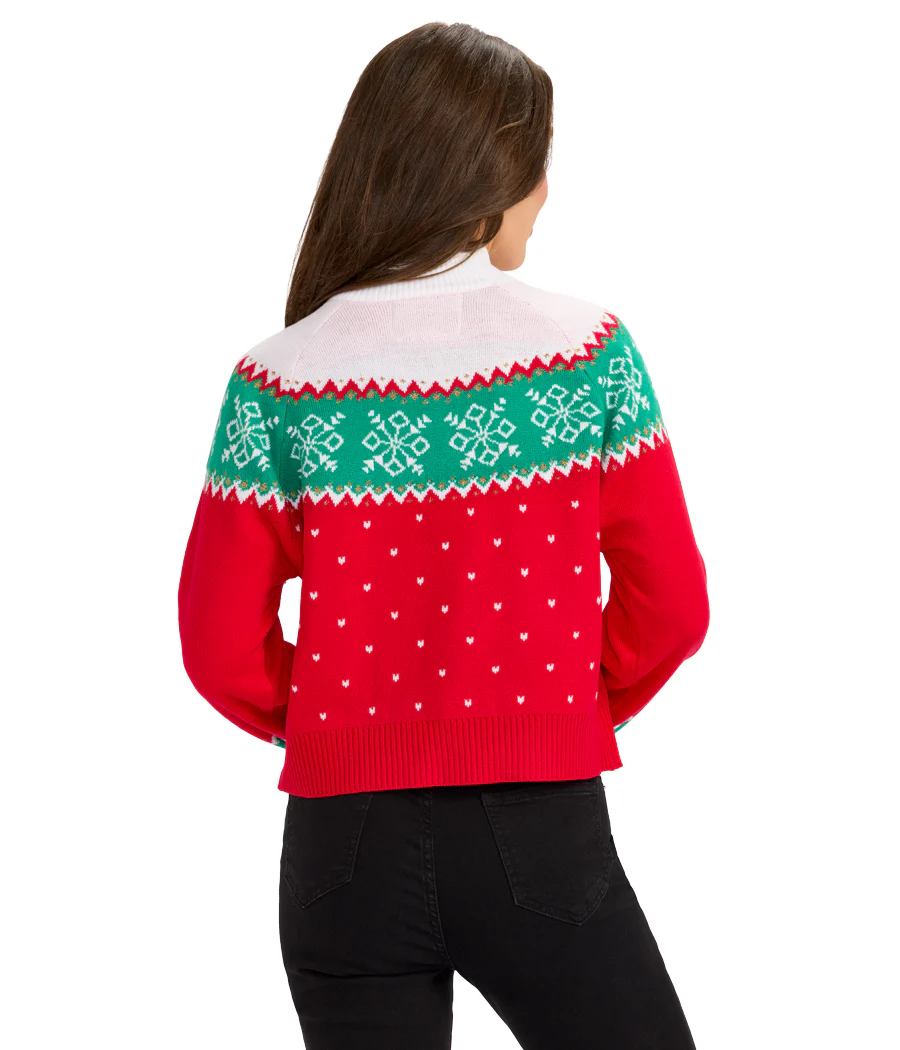 Women's Merry Christmas Tassel Turtleneck Cropped Sweater - Image 2