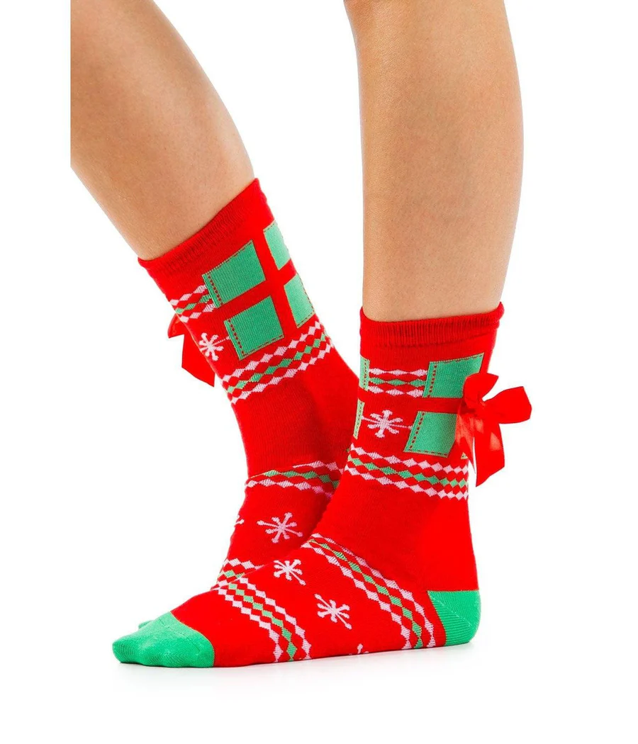 Women's Red Present Socks (Fits Sizes 6-11W) - Image 2