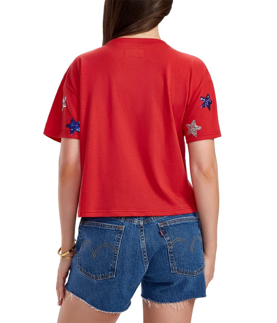 Women's Stars of Summer Sequin Cropped Tee - Image 3
