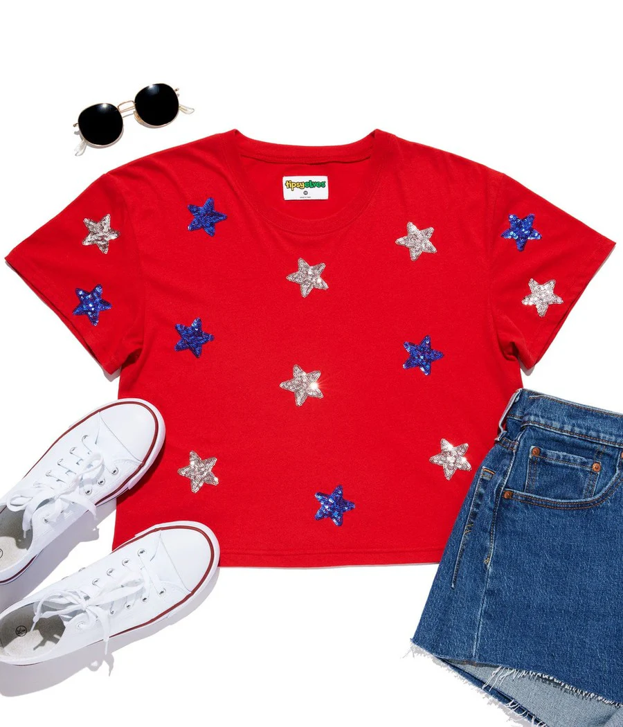 Women's Stars of Summer Sequin Cropped Tee - Image 4