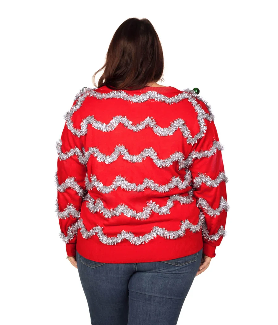 Women's Tinsel Plus Size Ugly Christmas Cardigan Sweater - Image 2