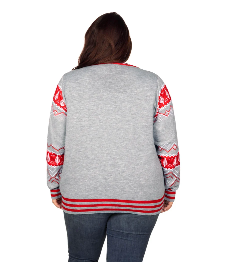 Women's Sequin Rudolph Light Up Plus Size Ugly Christmas Sweater - Image 2