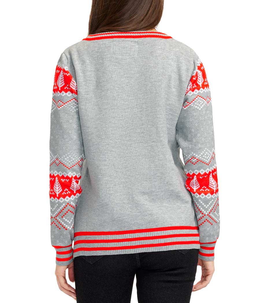 Women's Sequin Rudolph Light Up Ugly Christmas Sweater - Image 5