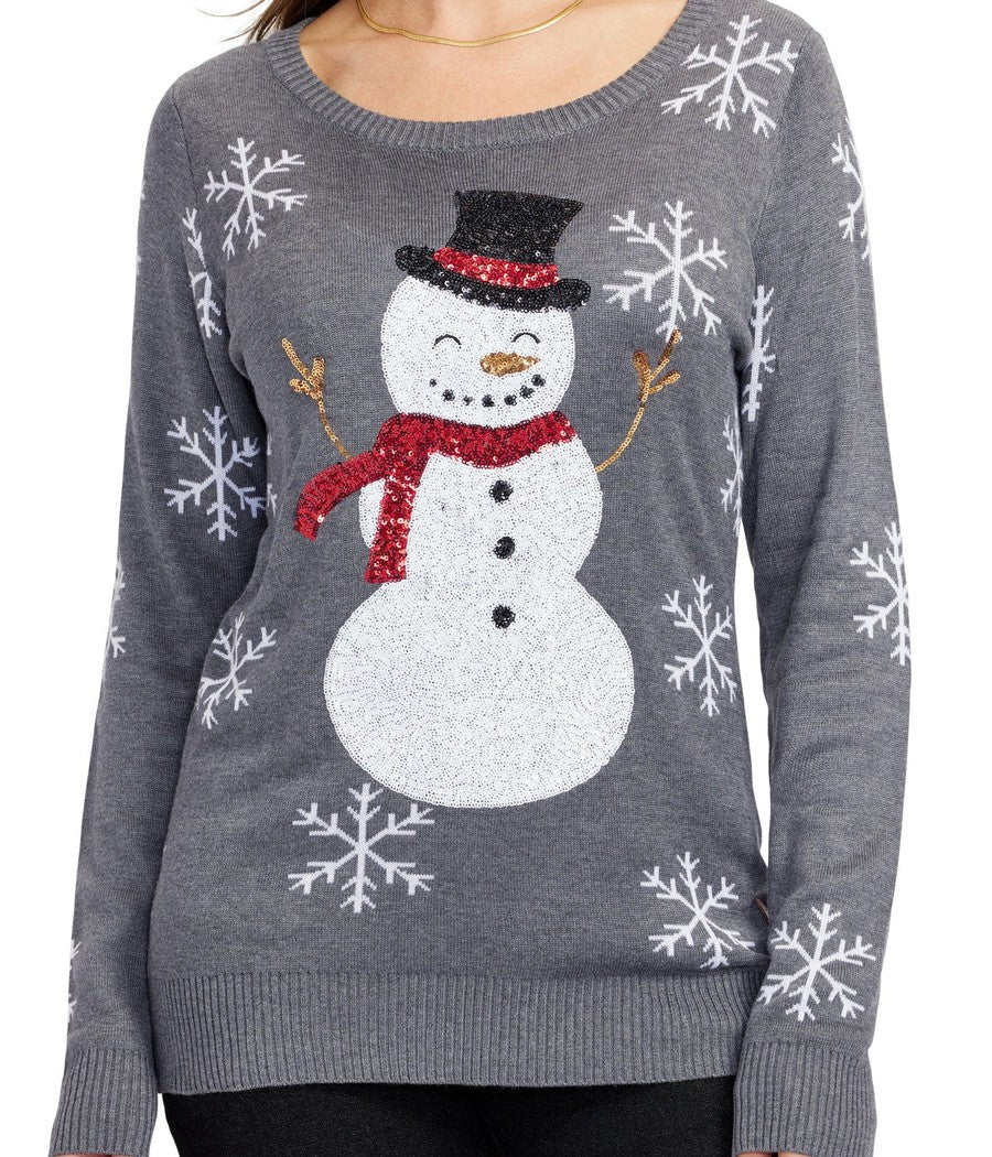 Women's Sequined Snow Day Ugly Christmas Sweater - Image 3