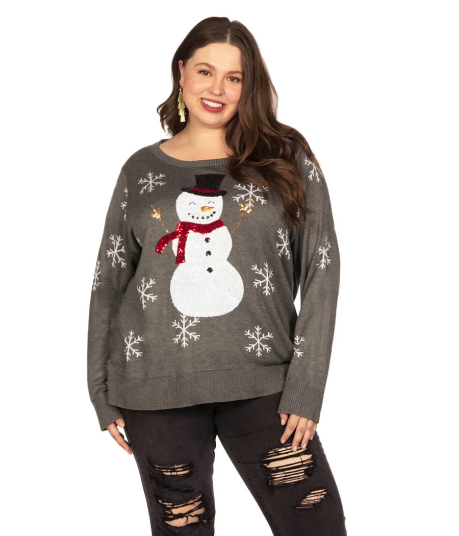 Women's Sequined Snow Day Plus Size Ugly Christmas Sweater - Image 2