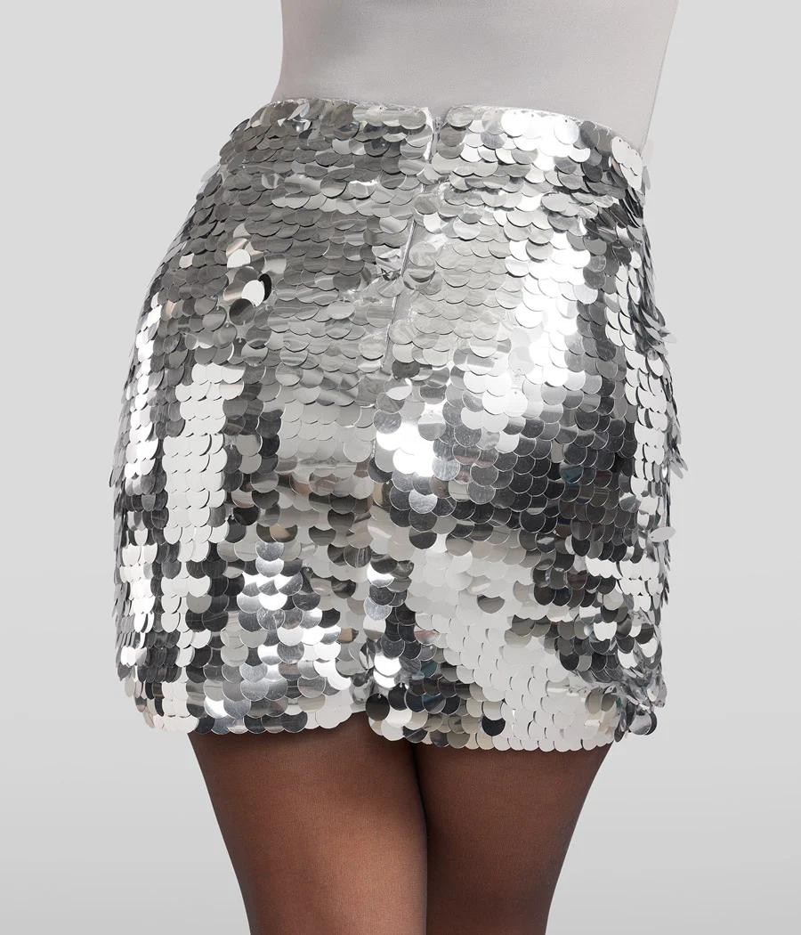 Silver Disc Sequin Skirt - Image 3