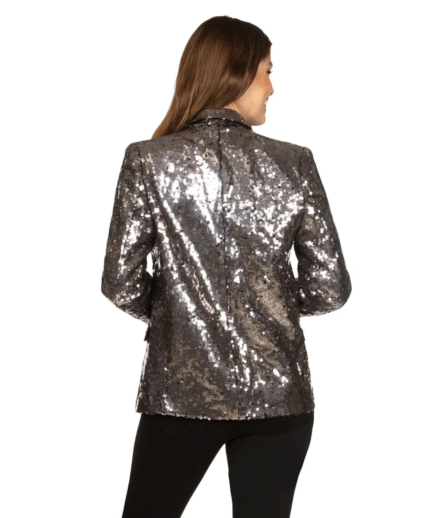 Women's Silver Sequin Blazer - Image 3