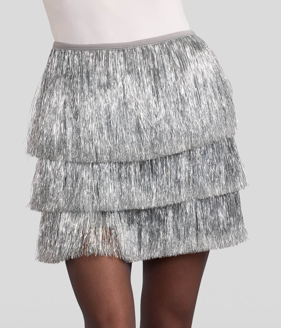 Women's Silver Tinsel Fringe Shorts - Image 3