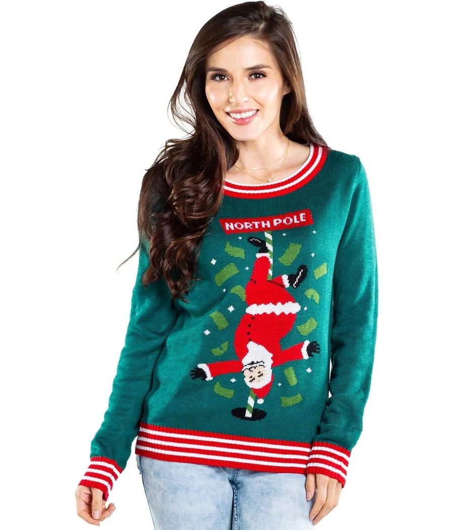 Women's North Pole Dancer Ugly Christmas Sweater - Image 3