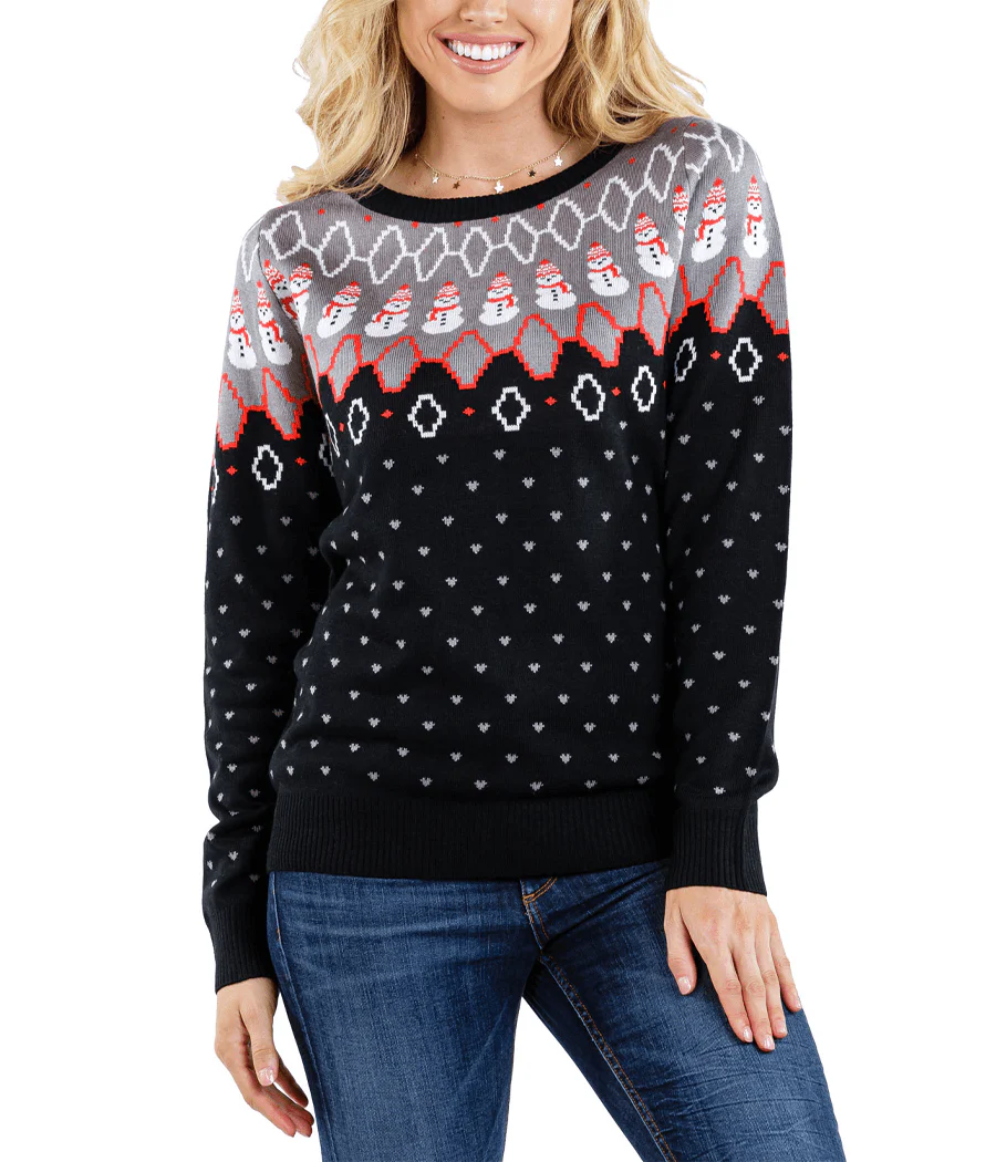 Women's Swooping Snowman Ugly Christmas Sweater