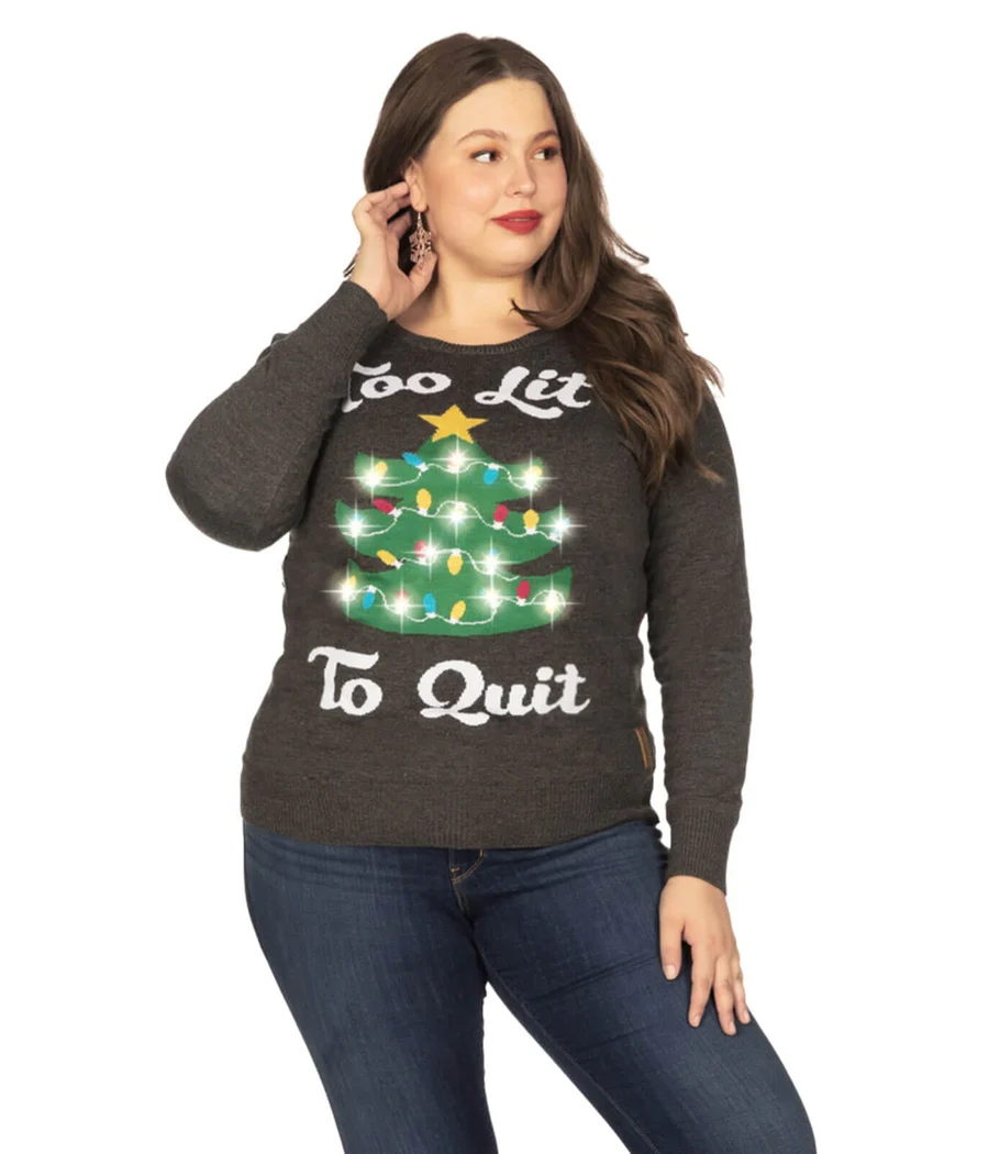 Women's Too Lit Light Up Plus Size Ugly Christmas Sweater - Image 2