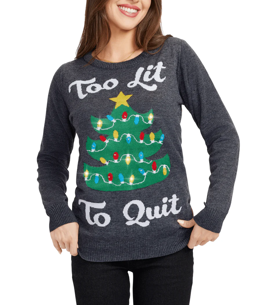 Women's Too Lit Light Up Ugly Christmas Sweater - Image 4