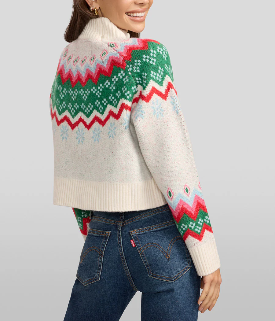 Women's Cozy Knit Oh What Fun Cropped Christmas Sweater - Image 2